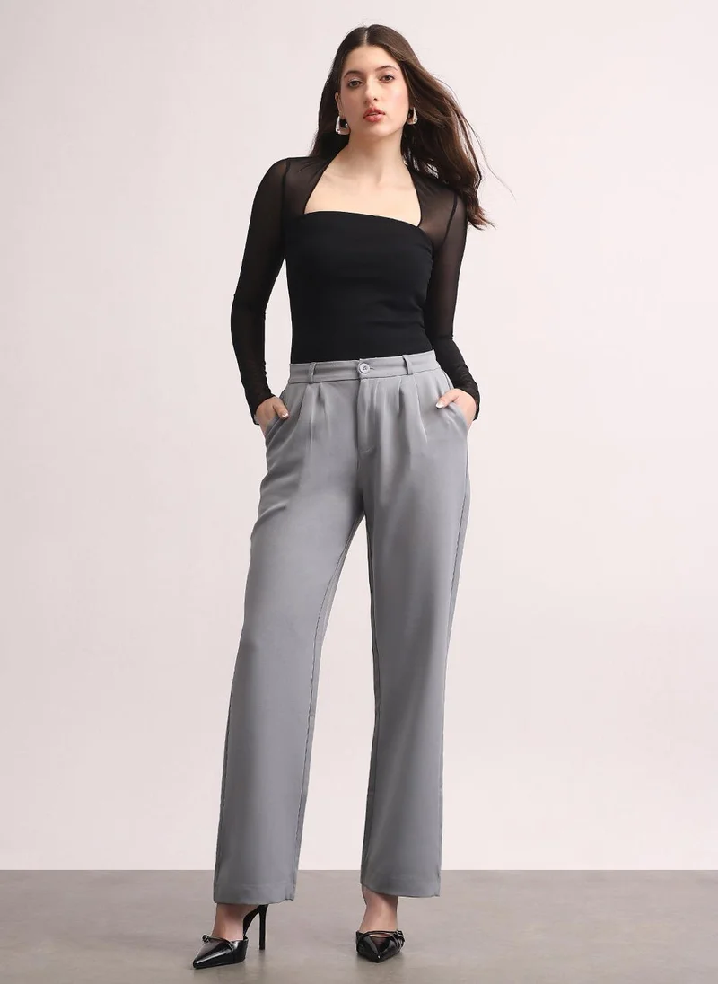 Urbano Fashion  Urbano Fashion Women's Light Blue Loose Baggy Fit Solid Korean Pants Stretchable for Women | Best Price UAE